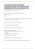 CERTIFIED BREASTFEEDING COUNSELOR CBC QUESTIONS AND ANNSWERS WITH SOLUTIONS 2024