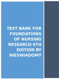 Test Bank for Foundations of Nursing Research 6th Edition by Nieswiadomy