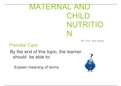 Class notes nutrition  Maternal and Child Nutrition, ISBN: 9783318023879