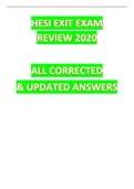 HESI EXIT EXAM REVIEW 2020 ALL CORRECTED & UPDATED ANSWERS.