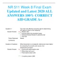 NR 511 Week 8 Final Exam Updated and Latest 2020 ALL ANSWERS 100% CORRECT AID GRADE A+