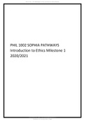 PHIL 1002 SOPHIA PATHWAYS Introduction to Ethics Milestone 1 2020,2021.