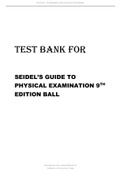 TEST BANK FOR SEIDEL’S GUIDE TO PHYSICAL EXAMINATION 9TH EDITION BALL
