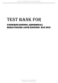 TEST BANK FOR UNDERSTANDING ABNOMINAL BEHAVIOURS 1OTH EDITION BY  SUE