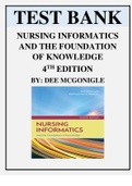 TEST BANK FOR NURSING INFORMATICS AND THE FOUNDATION OF KNOWLEDGE 4TH EDITION BY: DEE MCGONIGLE ISBN: 9781284121247