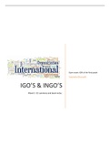 IGO's & INGO's written exam: Lecture notes, case studies and, book notes/summary . (extra: brochure code of conduct)
