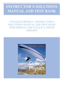 COLLEGE PHYSICS - INSTRUCTOR SOLUTIONS MANUAL AND TEST BANK BY SERWAY, VUILLE 9TH EDITION