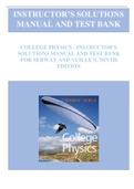 COLLEGE PHYSICS - INSTRUCTOR SOLUTIONS MANUAL AND TEST BANK BY SERWAY&comma; VUILLE 9TH EDITION