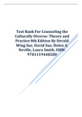 Test Bank For Counseling the Culturally Diverse Theory and Practice 8th Edition By Wing Sue