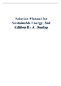Solution Manual for Sustainable Energy, 2nd Edition By A. Dunlap