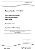 Tutorial Letter 101/3/2018 Community Psychology: Building Foundations PYC2614