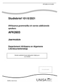 Studiebrief 101/0/2021 Afrikaanse grammatika vir eerste addisionele sprekers AFK2603