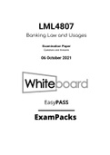 LML4807 Exam (06 October 2021) - BANKING LAW AND USAGES