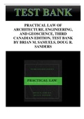 PRACTICAL LAW OF ARCHITECTURE, ENGINEERING, AND GEOSCIENCE, THIRD CANADIAN EDITION, TEST BANK BY BRIAN M. SAMUELS, DOUG R. SANDERS