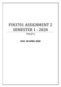 FIN3701 ASSIGNMENT 2 SEMESTER 1 - 2020