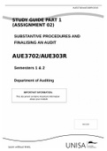 STUDY GUIDE PART 1 (ASSIGNMENT 02) SUBSTANTIVE PROCEDURES AND FINALISING AN AUDIT AUE3702/AUE303R Semesters 1 & 2