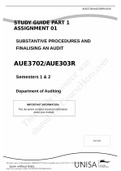 STUDY GUIDE PART 1 ASSIGNMENT 01 SUBSTANTIVE PROCEDURES AND FINALISING AN AUDIT AUE3702/AUE303R Semesters 1 & 2