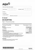  AQA A LEVEL ACCOUNTING PAPER 1 QUESTION PAPER 2024 &lpar;7127&sol;1 &colon;Financial Accounting &rpar;