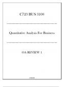 &lpar;WGU C723&rpar; BUS 3100 Quantitative Analysis For Business - OA Review 1 - 20242025