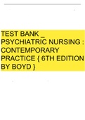 Psychiatric Mental Health Nursing 7th Edition Videbeck Test Bank PDF PRINTED