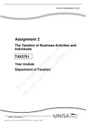 Assignment 2 The Taxation of Business Activities and Individuals TAX3761