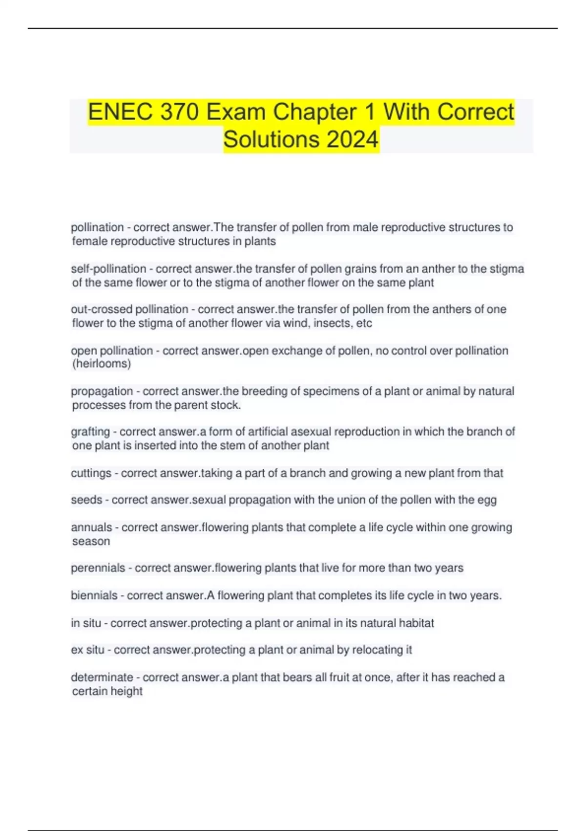 ENEC 370 Exam Chapter 1 With Correct Solutions 2024 - ENEC 370 - Stuvia US