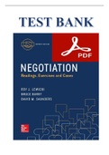 NEGOTIATION READINGS, EXERCISES, AND CASES - TEST BANK FOR SEVENTH EDITION BY ROY J. LEWICKI, BRUCE BARRY, DAVID M. SAUNDERS