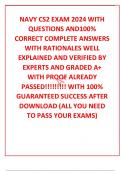 NAVY CS2 EXAM 2024 WITH QUESTIONS AND100&percnt; CORRECT COMPLETE ANSWERS WITH RATIONALES WELL EXPLAINED AND VERIFIED BY EXPERTS AND GRADED A&plus; WITH PROOF ALREADY PASSED&excl;&excl;&excl;&excl;&excl;&excl;&excl;&excl;&excl; WITH 100&percnt; GUARANTEED SUCCESS AFTER DOWNLOAD &lpar;ALL YOU NEED TO PASS YOUR EXAMS&rpar;