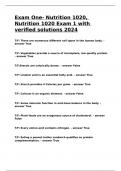 Exam One- Nutrition 1020&comma; Nutrition 1020 Exam 1 with verified solutions 2024