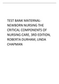 Test Bank Maternal-Newborn Nursing The Critical Components of Nursing Care, 3rd Edition, Roberta Durham, Linda Chapman.