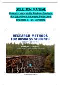 Solution Manual For Research Methods For Business Students&comma; 8th Edition by Mark Saunders&comma; Philip Lewis&comma; Verified Chapters 1 - 14&comma; Complete