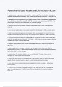 Pennsylvania State Health and Life Insurance Exam Questions And Answers Rated A&plus; New Update Assured Satisfaction