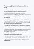 Pennsylvania Life and Health Insurance License Exam Questions And Answers Rated A&plus; New Update Assured Satisfaction