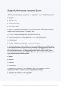 Study Guide Indiana Insurance Exam Questions And Answers Rated A&plus; New Update Assured Satisfaction