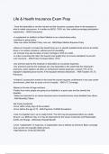Life & Health Insurance Exam Prep Questions And Answers Rated A&plus; New Update Assured Satisfaction