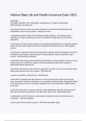 Indiana State Life and Health Insurance Exam Questions And Answers Rated A&plus; New Update Assured Satisfaction