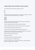 Indiana State Life and Health Insurance Exam Questions And Answers Rated A&plus; New Update Assured Satisfaction
