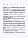 Indiana Life&comma; Accident&comma; & Health Insurance Law Questions And Answers Rated A&plus; New Update Assured Satisfaction