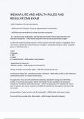 INDIANA LIFE AND HEALTH RULES AND REGULATIONS EXAM Questions And Answers Rated A&plus; New Update Assured Satisfaction