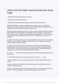 Indiana Life and Health Insurance State Exam Study Guide Questions And Answers Rated A&plus; New Update Assured Satisfaction