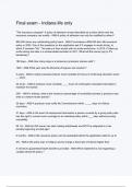 Final exam - Indiana life only Questions And Answers Rated A&plus; New Update Assured Satisfaction