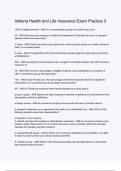 Indiana Health and Life Insurance Exam Practice 3 Questions And Answers Rated A&plus; New Update Assured Satisfaction