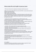 Illinois state life and health insurance exam Questions And Answers Rated A&plus; New Update Assured Satisfaction