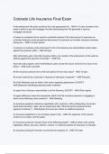 Colorado Life Insurance Final Exam Questions And Answers Rated A&plus; New Update Assured Satisfaction