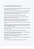 CA Life & Health Insurance Exam Questions And Answers Rated A&plus; New Update Assured Satisfaction