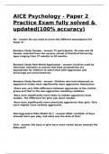 AICE Psychology - Paper 2 Practice Exam fully solved & updated&lpar;100- accuracy&rpar;