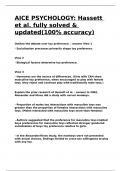 AICE PSYCHOLOGY Hassett et al&period; fully solved & updated&lpar;100- accuracy&rpar;