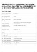 NR 228 NUTRITION FINAL EXAM LATEST 2024-2025 ACTUAL EXAM TEST BANK 100 QUESTIONS AND CORRCT DETAILED ANSWERS&vert;AGRADE