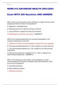 NURS 612 ADVANCED HEALTH 2023-2024  Exam WITH 200 Questions AND ANWERS 