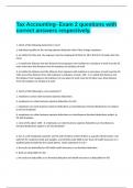 Tax Accounting- Exam 2 questions with correct answers respectively&period;